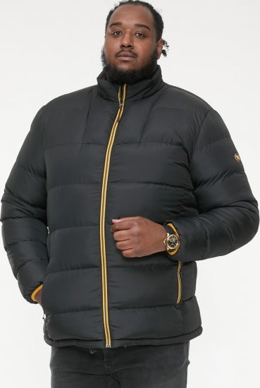 D555 CRISTIANO Puffer Jacket With Binding On Cuffs And Embroidery Badge On Sleeve Black - Vestes - Vestes Homme Grandes Tailles
