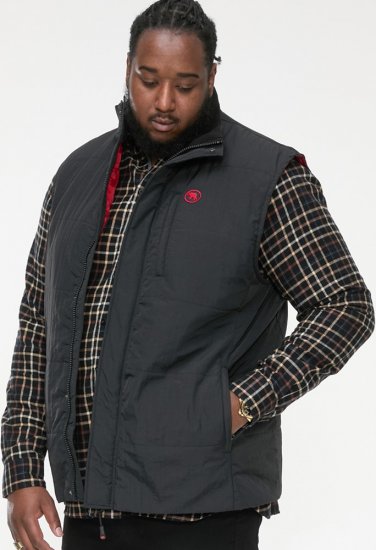 D555 FELIPE Zip Through Padded Gilet With Contrast Colour Lining And Rubber Badge Black - Vestes - Vestes Homme Grandes Tailles