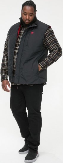 D555 FELIPE Zip Through Padded Gilet With Contrast Colour Lining And Rubber Badge Black - Vestes - Vestes Homme Grandes Tailles