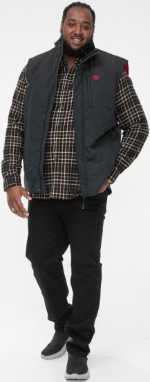 D555 FELIPE Zip Through Padded Gilet With Contrast Colour Lining And Rubber Badge Black - Vestes - Vestes Homme Grandes Tailles