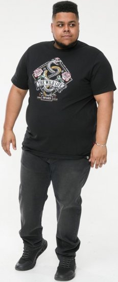 D555 MALCOM Snake And Roses Printed Crew Neck T-Shirt Black - T-shirts - T-shirts Homme Grande Taille