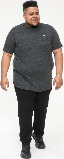 D555 ORSTON Reno Fabric Crew Neck T-Shirt With Chest Embroidery Black Reno - T-shirts - T-shirts Homme Grande Taille