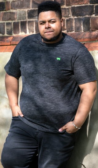 D555 ORSTON Reno Fabric Crew Neck T-Shirt With Chest Embroidery Black Reno - T-shirts - T-shirts Homme Grande Taille