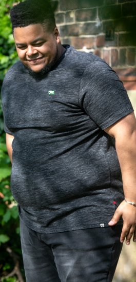 D555 ORSTON Reno Fabric Crew Neck T-Shirt With Chest Embroidery Black Reno - T-shirts - T-shirts Homme Grande Taille