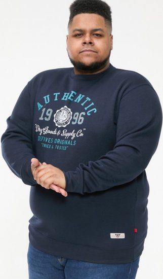 D555 KEYWORTH Authentic Printed Crew Neck Sweatshirt Navy - Sweatshirts & hoodies - Sweatshirts/Hoodies grande taille homme