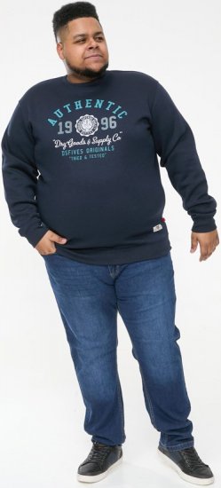 D555 KEYWORTH Authentic Printed Crew Neck Sweatshirt Navy - Sweatshirts & hoodies - Sweatshirts/Hoodies grande taille homme