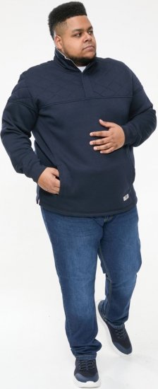 D555 SWANN Quarter Neck Sweatshirt With Quilted Top Panel Navy - Sweatshirts & hoodies - Sweatshirts/Hoodies grande taille homme