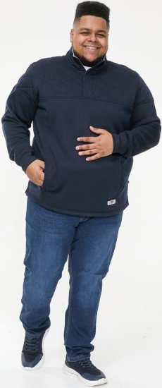 D555 SWANN Quarter Neck Sweatshirt With Quilted Top Panel Navy - Sweatshirts & hoodies - Sweatshirts/Hoodies grande taille homme