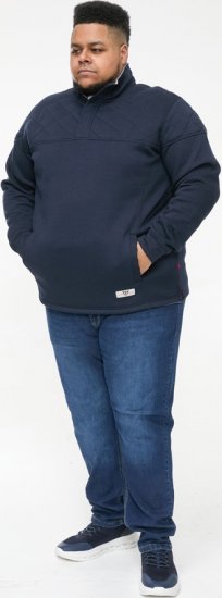 D555 SWANN Quarter Neck Sweatshirt With Quilted Top Panel Navy - Sweatshirts & hoodies - Sweatshirts/Hoodies grande taille homme