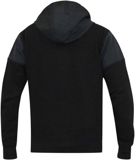 D555 DEAN Couture Zip Through Hoody With Woven Contrast Fabric Trim Black - Sweatshirts & hoodies - Sweatshirts/Hoodies grande taille homme