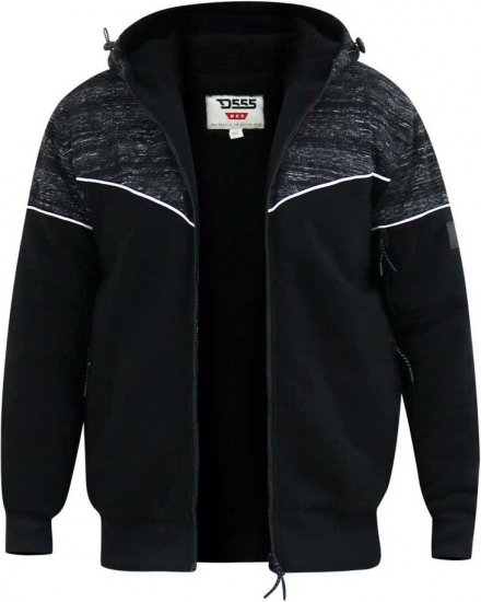 D555 HENNESSEY Zip Through Hoody With Sherpa Lining Black - Sweatshirts & hoodies - Sweatshirts/Hoodies grande taille homme