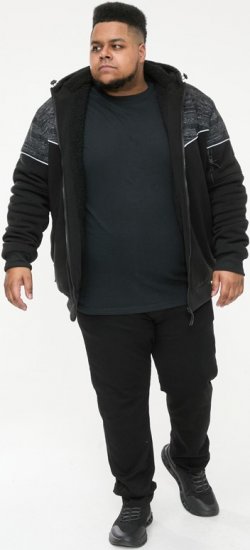 D555 HENNESSEY Zip Through Hoody With Sherpa Lining Black - Sweatshirts & hoodies - Sweatshirts/Hoodies grande taille homme