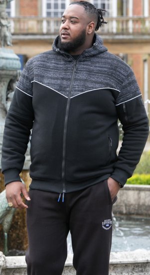 D555 HENNESSEY Zip Through Hoody With Sherpa Lining Black - Sweatshirts & hoodies - Sweatshirts/Hoodies grande taille homme