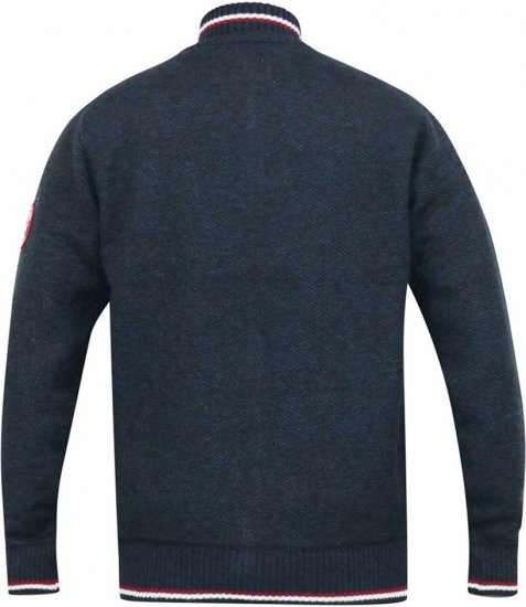 D555 ABERDARE Knitted Zip Through Sweater With Bonded Check Lining Navy Marl - Sweatshirts & hoodies - Sweatshirts/Hoodies grande taille homme