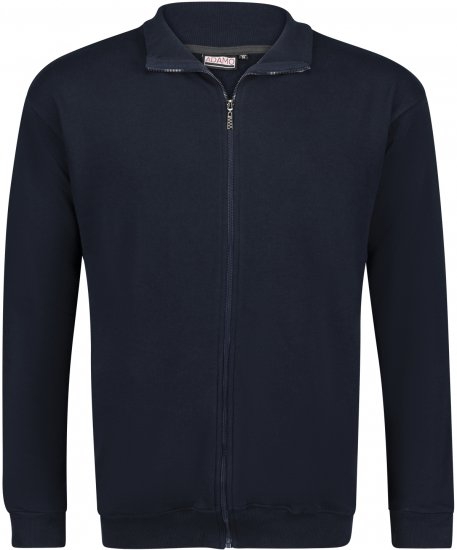 Adamo Athen Sweat Jacket with Full Zipper Navy - Sweatshirts & Hoodies - Sweatshirts/Hoodies grande taille homme