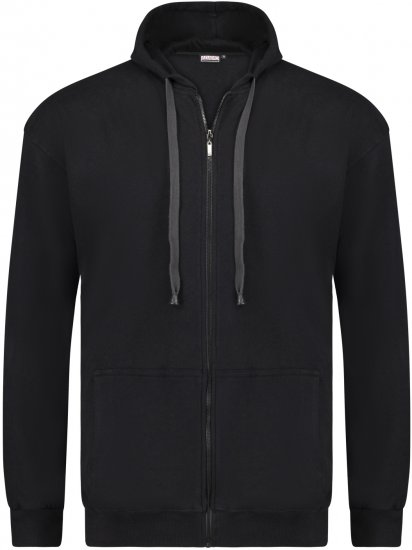 Adamo Athen Hoodie with Zipper Black - Sweatshirts & hoodies - Sweatshirts/Hoodies grande taille homme