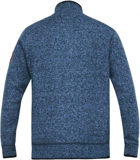 D555 ECCLES Cable Knitted Zip Through Sweater With Bonded Check Lining Denim Marl - Sweatshirts & hoodies - Sweatshirts/Hoodies grande taille homme
