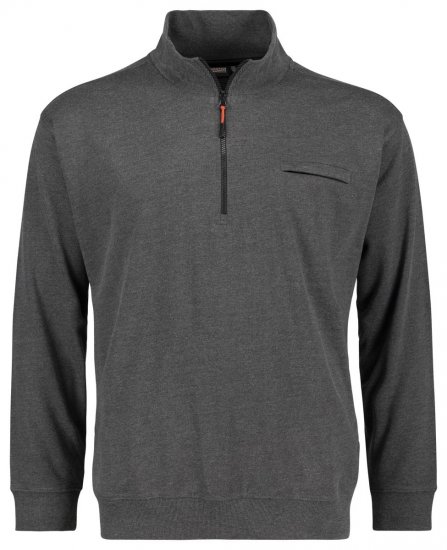 Adamo 159305 Sweat-shirt col montant zippé Gris foncé chiné - Sweatshirts & hoodies - Sweatshirts/Hoodies grande taille homme