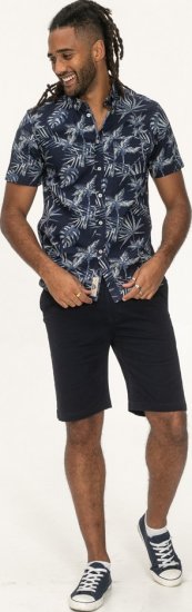 D555 Truro Hawaiian AOP Short Sleeve Button Down Collar Shirt Navy - Chemises - Chemises Grandes Tailles Hommes