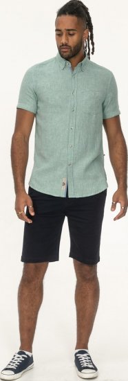 D555 Falmouth 2 Linen Mix Short Sleeve Shirt With Button Down Mint - Chemises - Chemises Grandes Tailles Hommes