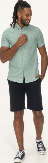 D555 Falmouth 2 Linen Mix Short Sleeve Shirt With Button Down Mint - Chemises - Chemises Grandes Tailles Hommes