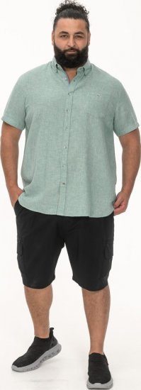D555 Falmouth 2 Linen Mix Short Sleeve Shirt With Button Down Mint - Chemises - Chemises Grandes Tailles Hommes