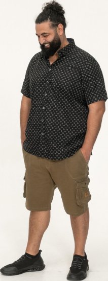 D555 Matlock Short Sleeve AOP Shirt With Hidden Button Down Black - Chemises - Chemises Grandes Tailles Hommes