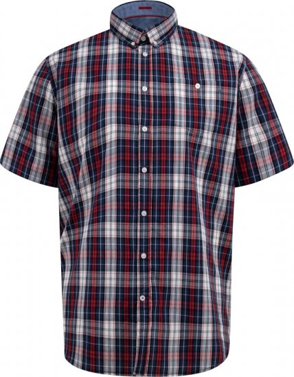 D555 Shields Button Down Collar Short Sleeve Shirt With Pocket Red Check - Chemises - Chemises Grandes Tailles Hommes