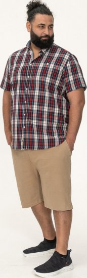 D555 Shields Button Down Collar Short Sleeve Shirt With Pocket Red Check - Chemises - Chemises Grandes Tailles Hommes
