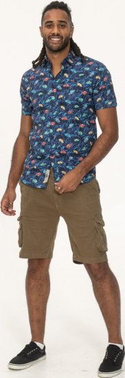 D555 Hartlepool Short Sleeve Vintage Car AOP Stretch Shirt Blue - Chemises - Chemises Grandes Tailles Hommes