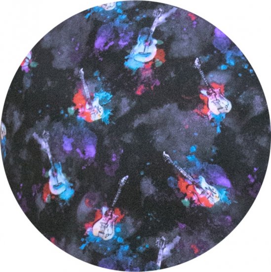 D555 Farnborough Short Sleeve Guitar AOP Shirt With Hidden Button Down Black - Chemises - Chemises Grandes Tailles Hommes