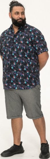 D555 Farnborough Short Sleeve Guitar AOP Shirt With Hidden Button Down Black - Chemises - Chemises Grandes Tailles Hommes