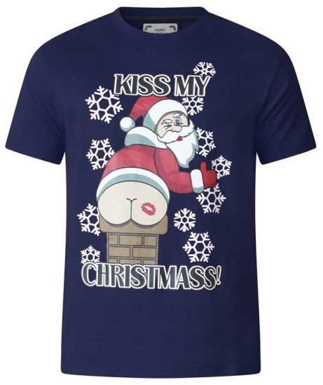D555 Naughty X-mas T-shirt Navy - T-shirts - T-shirts Homme Grande Taille