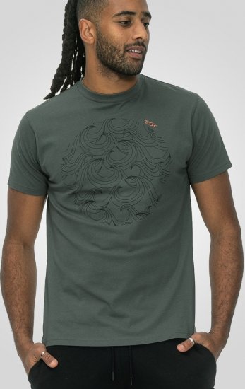 D555 Poole Circle Wave Printed Crew Neck T-shirt Khaki - T-shirts - T-shirts Homme Grande Taille