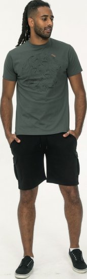 D555 Poole Circle Wave Printed Crew Neck T-shirt Khaki - T-shirts - T-shirts Homme Grande Taille