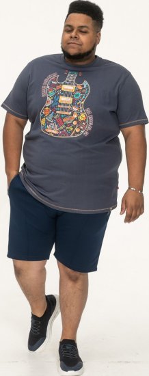 D555 Stockport Multi Coloured Guitar Printed T-Shirt Denim - T-shirts - T-shirts Homme Grande Taille
