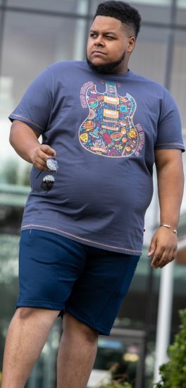 D555 Stockport Multi Coloured Guitar Printed T-Shirt Denim - T-shirts - T-shirts Homme Grande Taille