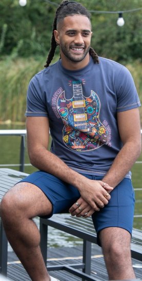 D555 Stockport Multi Coloured Guitar Printed T-Shirt Denim - T-shirts - T-shirts Homme Grande Taille