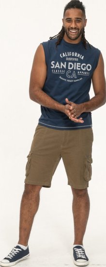 D555 Havant San Diego Printed Sleeveless T-Shirt French Navy - T-shirts - T-shirts Homme Grande Taille