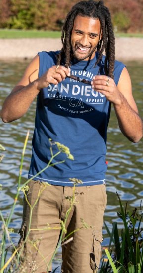 D555 Havant San Diego Printed Sleeveless T-Shirt French Navy - T-shirts - T-shirts Homme Grande Taille