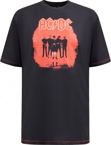 D555 Uxbridge Official AC/DC Band Printed Crew Neck T-Shirt Washed Black TALL SIZES - T-shirts - T-shirts Homme Grande Taille