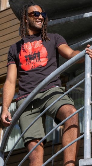 D555 Uxbridge Official ACDC Band Printed Crew Neck T-Shirt Washed Black - T-shirts - T-shirts Homme Grande Taille