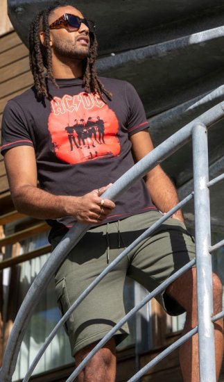 D555 Uxbridge Official AC/DC Band Printed Crew Neck T-Shirt Washed Black TALL SIZES - T-shirts - T-shirts Homme Grande Taille