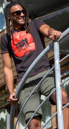 D555 Uxbridge Official ACDC Band Printed Crew Neck T-Shirt Washed Black - T-shirts - T-shirts Homme Grande Taille