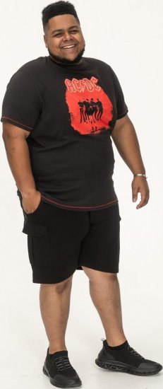 D555 Uxbridge Official ACDC Band Printed Crew Neck T-Shirt Washed Black - T-shirts - T-shirts Homme Grande Taille