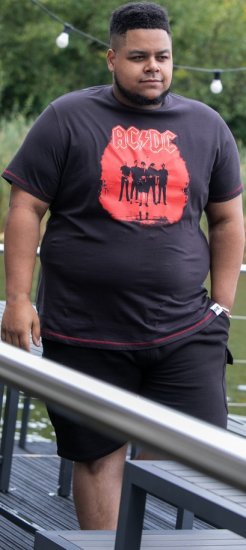 D555 Uxbridge Official AC/DC Band Printed Crew Neck T-Shirt Washed Black TALL SIZES - T-shirts - T-shirts Homme Grande Taille