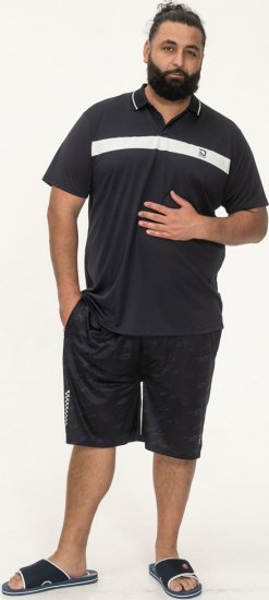 D555 Hinckley Stretch Polo With Contrast Tipping Collar Navy - Polos - Polos homme grande taille