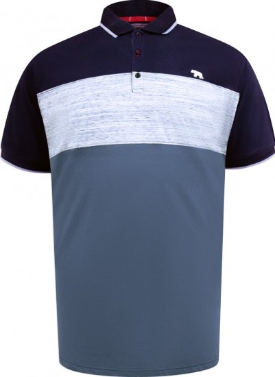 D555 Leeds Cut And Sew Polo With Jacquard Collar And Cuffs Navy - Polos - Polos homme grande taille