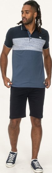 D555 Leeds Cut And Sew Polo With Jacquard Collar And Cuffs Navy - Polos - Polos homme grande taille