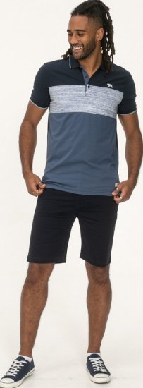 D555 Leeds Cut And Sew Polo With Jacquard Collar And Cuffs Navy - Polos - Polos homme grande taille